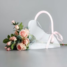 Carriage for flowers with tape, 30x25x12 cm, pink