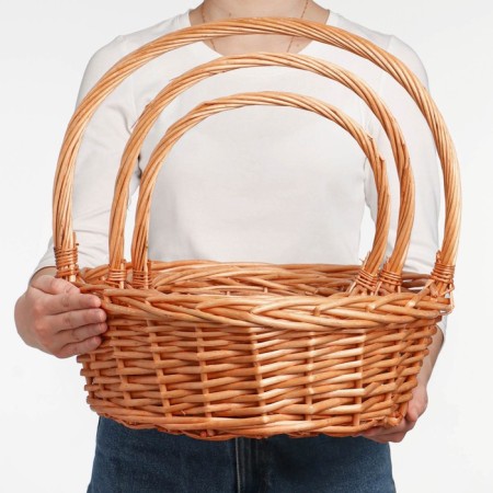 A set of baskets, 3 pcs, 39 × 14/40 cm, 30 × 12/35 cm, 25 × 10/30 cm, willow
