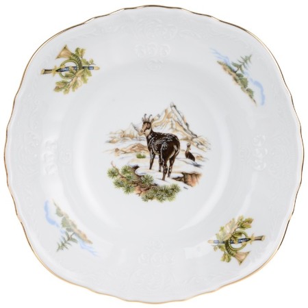 Round bernadotte salad, decor "Hunting Stories", 23 cm