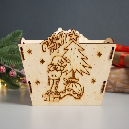 New Year's Basket-Shkatulka "Snake with a Christmas tree" 18x12x15 cm-1