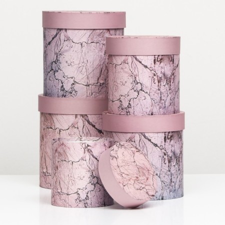 Set of round boxes 5V1 "marble", 25 × 25 ‒15 × 15 cm-1