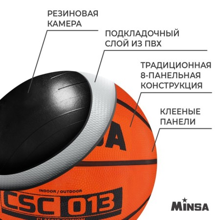 Basketball ball minsa CSC 013, PVC, glued, 8 panels, p. 7-2