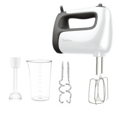Миксер Moulinex HM461110, ручной, 500 Вт, 5 скоростей, 5 насадок, белый