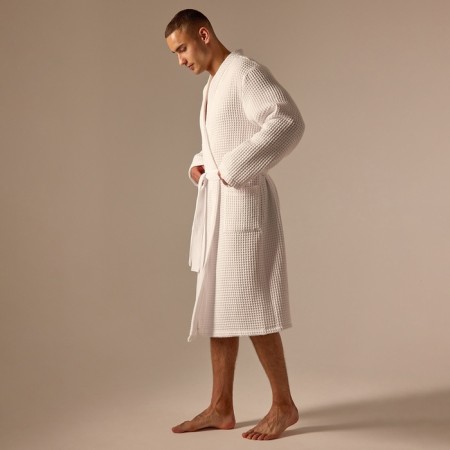 Wafel dressing gown Male SL Home: BOHO "Blanc de Blanc", size XL, 100% cotton, 280 g/m2-6