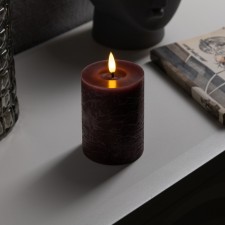 Burgundy LED candle, 7.5 × 12.5 × 7.5 cm, wax, plastic, batteries AAAX2 (not in the kit), glow warm white