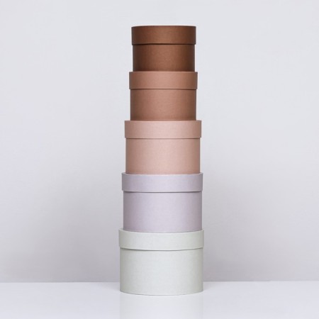 Set of round gift boxes 5 in 1 "coffee", 20 x 14 - 15 x10 cm-1