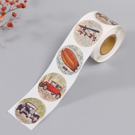 Stick Paper "Retro transport" d = 3.8 cm 252 pcs in the roll-1