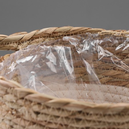 Kashpo wicker "Tanzania" with a pen, 21.5x21.5x18.8 cm, natural, white-4