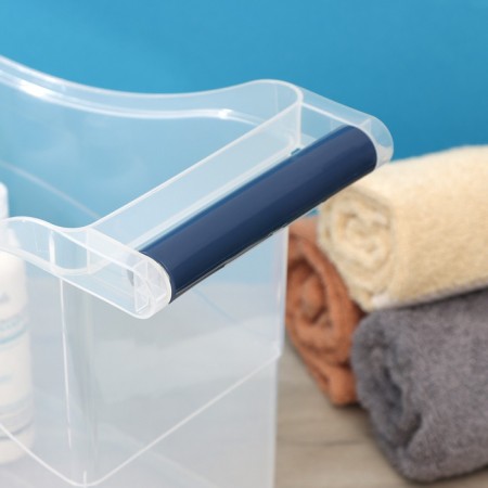 The storage container on the wheels Ricco, 10 l, 46.2 × 16.2 × 27.2 cm, with a pen, transparent-10