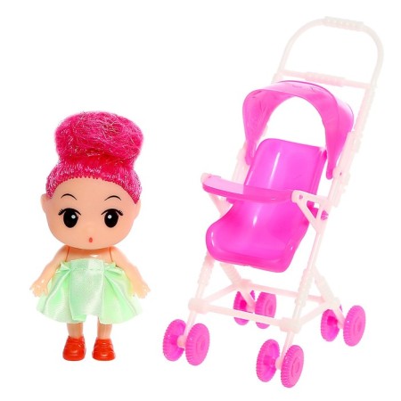Baby doll "Alina" with a stroller, color mix-9