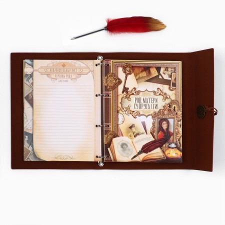 The genealogy book "Our family", with a pen, 65 sheets, Bordeaux, 35 x 25 cm-18