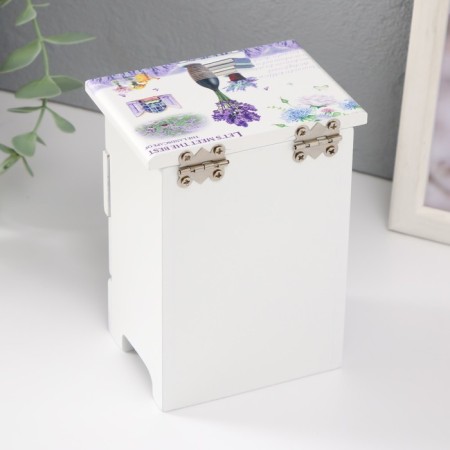 Casket Wood 3 box "Vase with lavender" 6.5x9x12 cm-3