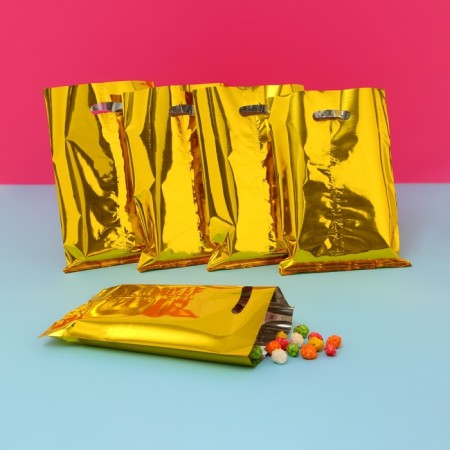 Gift, metallized, gold 17x25 cm package, 20 microns 10 pcs set