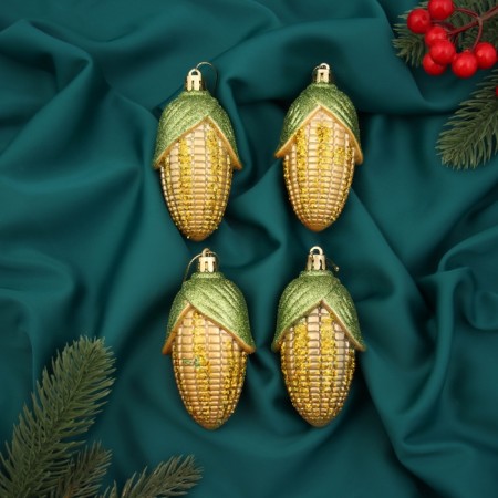 Jewelry decoration "Corn Color" (set 4 pcs) 10x4 cm, yellow