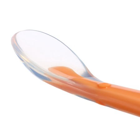 A spoon for a nursery, for the first feeding, in a container, orange-3