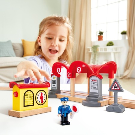 Element of the toy railway "Ground Station with an information board"-1