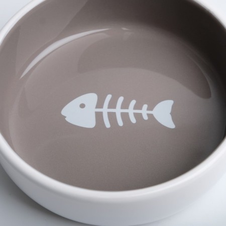 Ceramic "fish bone" 300 ml 13.4 x 4 cm, gray-white-4