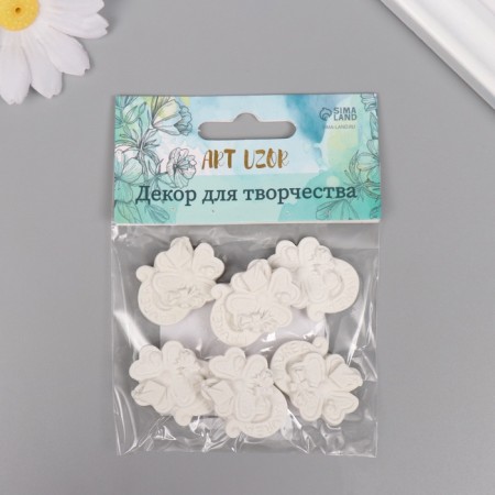 Decor for the creativity of Polystone "Clover for good luck" White set 6 pcs 2.2x3 cm-3