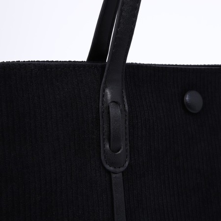 Soper bag with zipper, black color-3