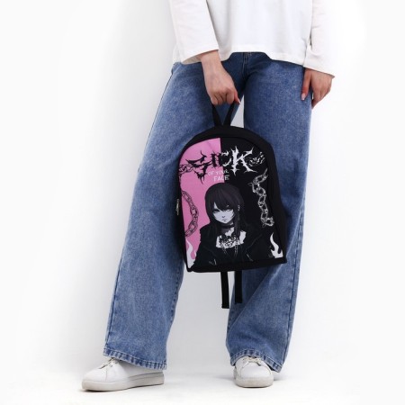 School textile ryukzak "anime", 38x14x27 cm, black color, pink-5