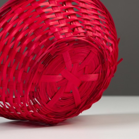 Wicker basket, bamboo, d19xh5 cm, red-4