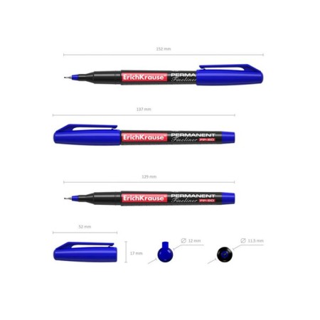 Marker - permanent Erichkrause FP -50, 0.6 mm, alcohol -based ink, light -resistant and waterproof, for any surfaces, blue-4