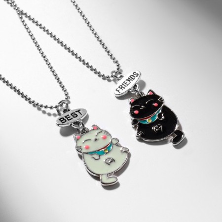 Kulons "Demetrons" cats are pot-bellied, black and white color in silver, 45 cm