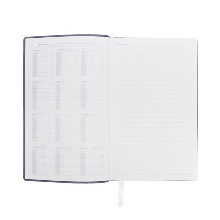 Lowed diary, 130x200 mm 128 sheets, leatherette, gray block 70 g/m2, lies, branch for a handle, gray-4