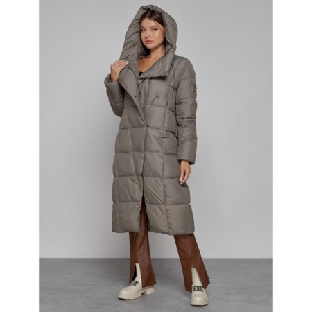 Coat insulated winter female, size 42, brown color-4