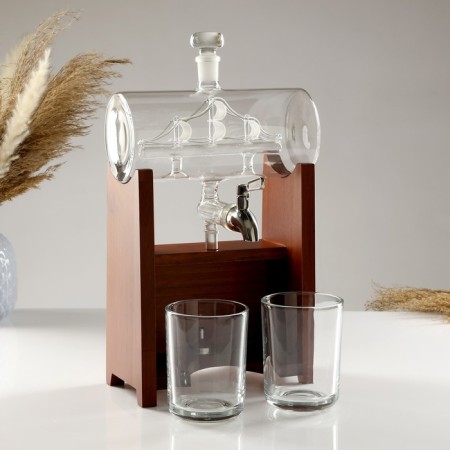 Mini -bar of a barrel, on a stand, 2 people, skeleton - 1300 ml, 330 ml, 10.5 x 23 x 36 cm-2