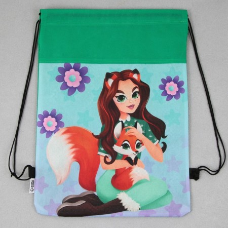 A bag for shoes "Girl with a fox" non -core canvas, size 30 x 40 cm-1