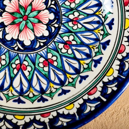 Plate of the Rishtan ceramics "Flowers", 23 cm, blue-2