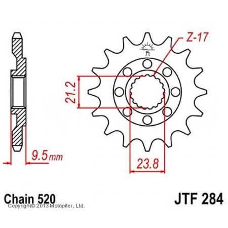 Leading star JT SPROCKETS 284.15, chain 520, 15 teeth