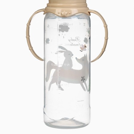 A bottle of feeding "Forest Friends" 250 ml, cylinder, with handles, beige color-7