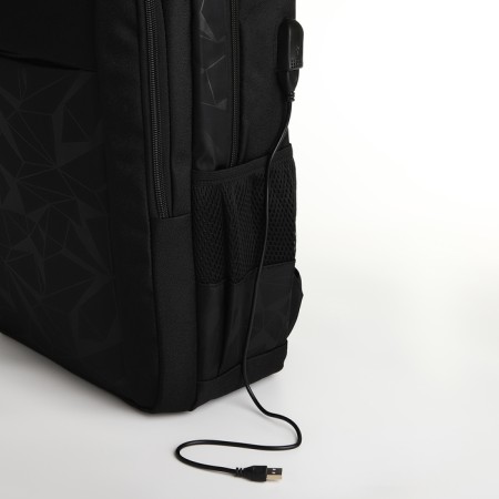 Youth backpack, 2 lightning departments, 4 pockets, with USB, black color-6