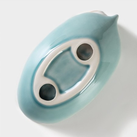 Ceramic serving "Bird on a leaf", 15.5 × 8.5 cm, blue color-4