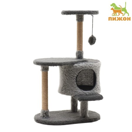 Complex for cats with a claw, collapsible, with a site, 56 x 42 x 90 cm, gray
