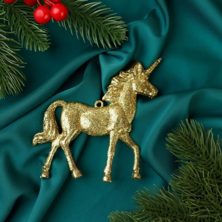 Christmas tree decoration "Unicorn glitter" 10x10 cm, gold