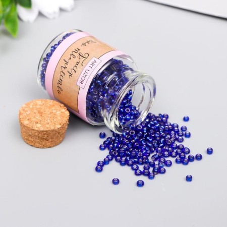 12/0 round beads in the bottle "Dark blue" transparent-color 20 g-1