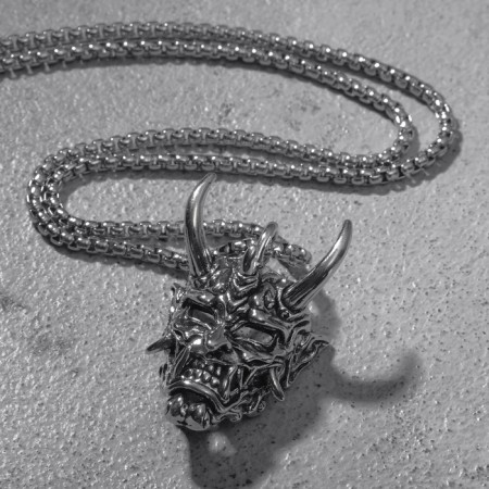 Pendant "Mask they", color black silver, 70 cm