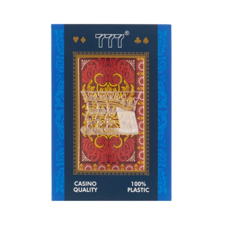 Plastic playing cards "777", 54 pcs, 30 μm, red with gold-3