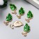 Decor for creativity metal, enamel "Green leaf" Gold 1.9x1.1 cm