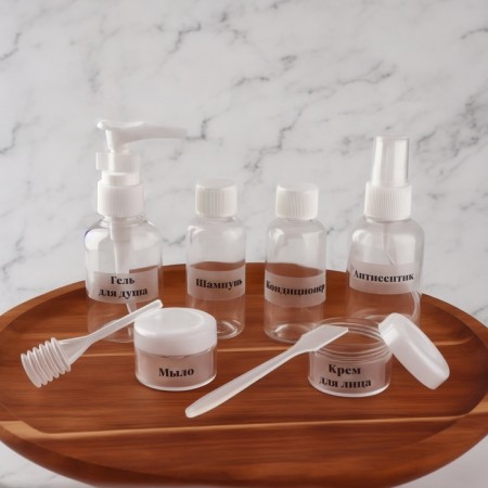Storage set with stickers, in a case, 8 objects, transparent/white color-2