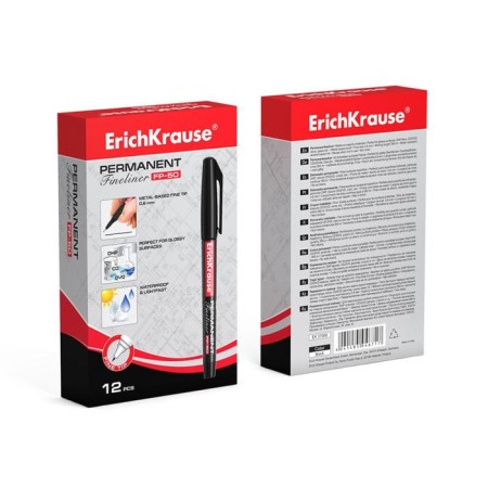 Marker - permanent Erichkrause FP -50, 0.6 mm, alcohol -based ink, light -resistant and waterproof, for any surfaces, black-5
