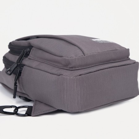 Male sling bag from textiles, headphone opening, gray color-3