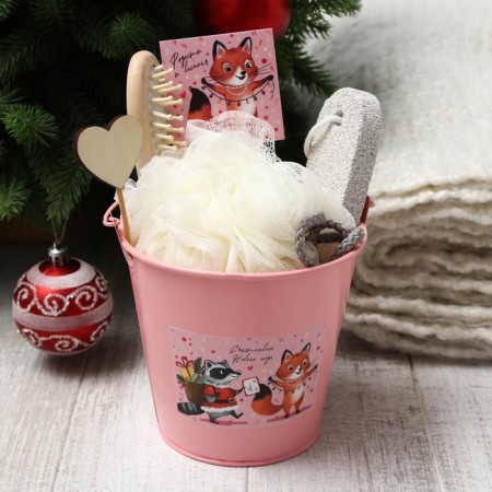 New Year. Set gift Ethel "Joy and Fun" towel 30x60 cm and ACSS (4 subjects)