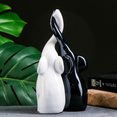 Figure "A couple of elephants" 9x15x25cm black/white,-2