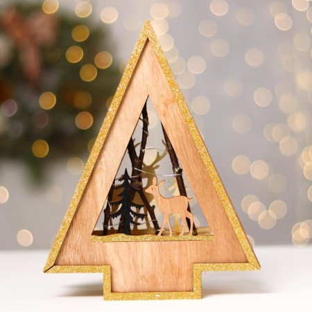 New Year's decor with backlight "Christmas tree with a deer" 18 × 5.5 × 23 cm-3