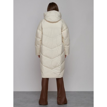 Coat insulated winter female, size 44, beige color-3