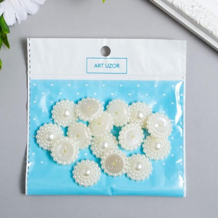 Decor for creativity plastic "Pearl sphere" set 15 pcs 1x2.2x2.2 cm-2